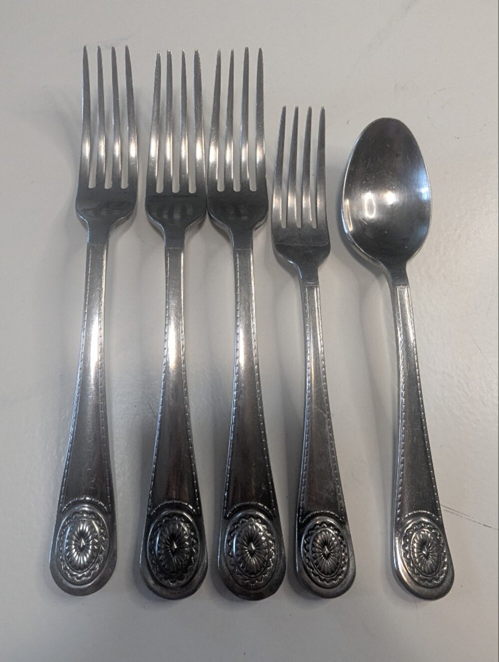 5pc American Living SANTA FE Stainless Flatware 3 Dinner Forks 1 Salad 1 Spoon